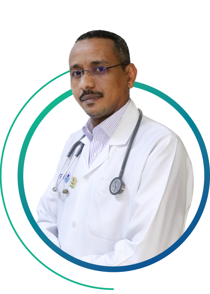 Dr. Ayman, sitting at Sohar Hospital